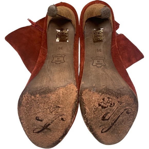 FREE PEOPLE Fairfax Suede Zip Ankle Boots Stiletto Heel Rust 39/8.5 - Picture 8 of 11